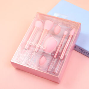 Set de Brochas de Maquillaje Rosa y Dorado de 7 Piezas